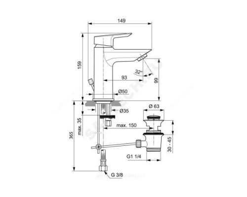 Смеситель для умывальника одноручный TESI Ideal Standard A6557AA .