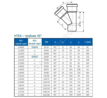 Тройник PP-H переходной серая HT HTEA Дн 90х75х45гр б/нап в/к Ostendorf 114210