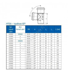 Тройник PP-H переходной серая HT HTEA Дн 110х75х87гр б/нап в/к Ostendorf 115410