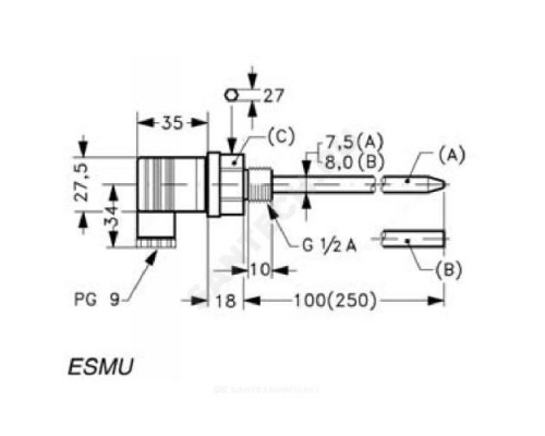 Датчик температуры ESMU погружной L100 Danfoss 087B1180