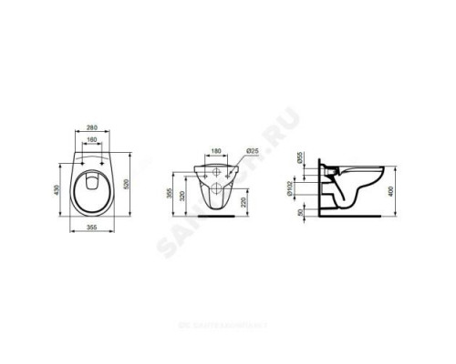 Унитаз подвесной горизонт/выпуск Rimless EUROVIT Ideal Standard K881001