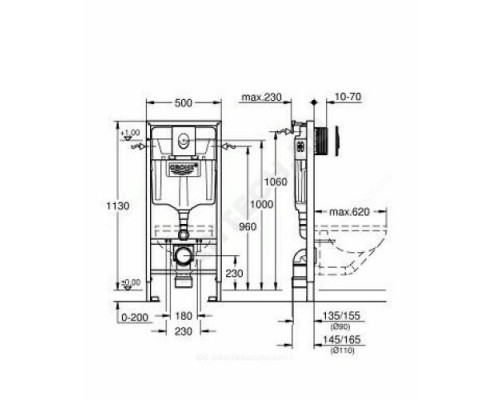 Инсталляция для подвесного унитаза с кнопкой смыва Rapid SL Skate Cosmopolitan Grohe 38772001