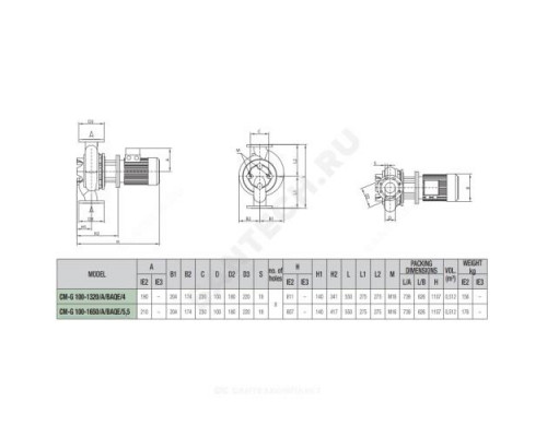 Насос ин-лайн с сухим ротором CM-G 100-1650/A/BAQE/5,5-IE3 PN16 3x400В/50 Гц DAB 1D6311G9X