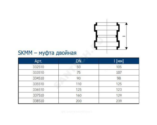 Муфта PP-MD двухраструбная бесшумная светло-серая Skolan dB SKMM Дн 200 (DN200) б/нап в/к Ostendorf 338510