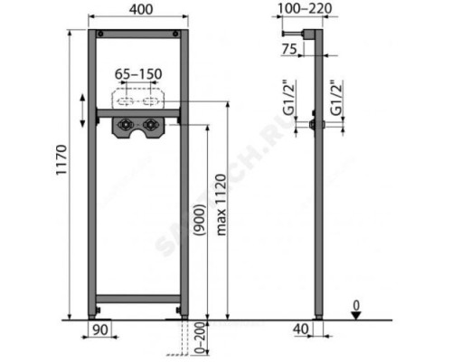 Инсталляция для смесителя Alca Plast A104B/1200