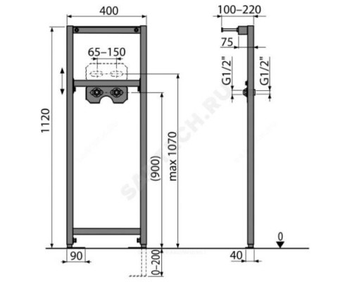 Инсталляция для смесителя Alca Plast A104B/1120