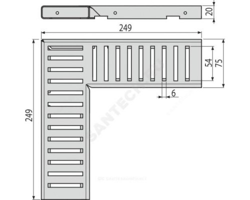 Решетка для дренажных каналов нержавеющая сталь угловая Alca Plast ADZ-R302R