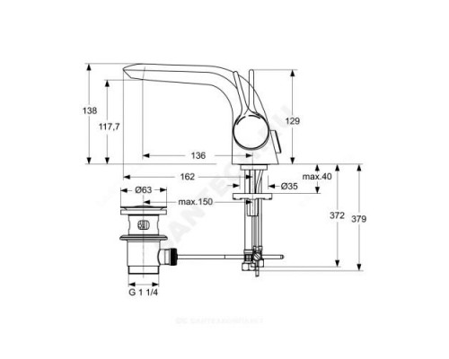 Смеситель для умывальника ручка сбоку одноручный MELANGE Ideal Standard A4260AA .