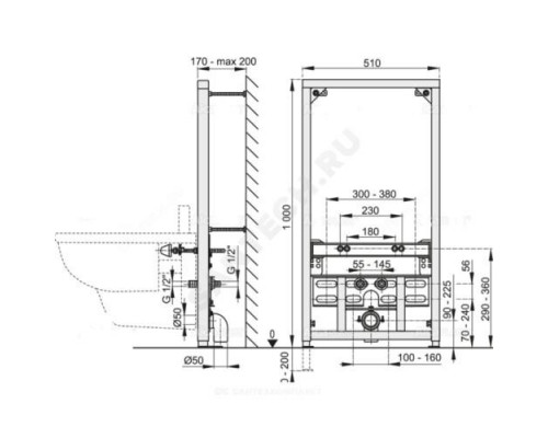 Инсталляция для биде Alca Plast A105/1000