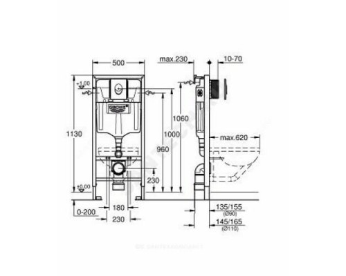 Инсталляция для подвесного унитаза с кнопкой смыва хром Rapid SL Skate Air Grohe 38750001