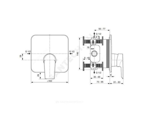 Смеситель для душа одноручный TESI Ideal Standard A6585AA