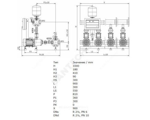 Установка повышения давления COE-3 MHI 802/CE-EB-R Wilo 2785874