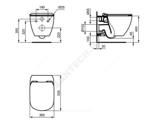 Унитаз подвесной горизонт/выпуск дюропласт микролифт TESI AquaBlade Ideal Standard T354601