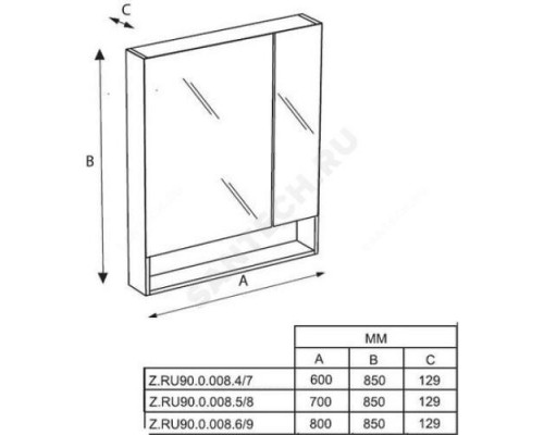 Шкаф зеркальный The Gap 60 фиолетовый Roca ZRU9302751