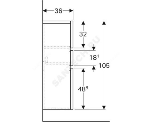 Шкаф средний Renova Plan натуральный дуб Geberit 869033000