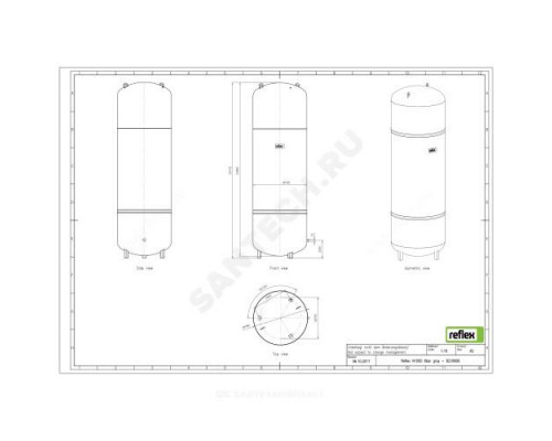 Бак расширительный мембранный N для отопления 1000 л 6 бар Reflex 8218600