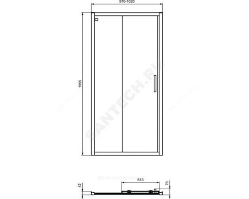 Дверь душевая CONNECT 2 Sliding door 1000х1950 мм Ideal Standard K9273V3 .