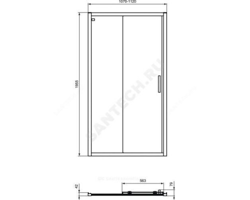 Дверь душевая CONNECT 2 Sliding door 1100х1950 мм Ideal Standard K9275V3 .