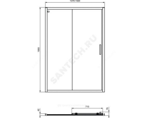 Дверь душевая CONNECT 2 Sliding door 1400х1950 мм Ideal Standard K9278V3