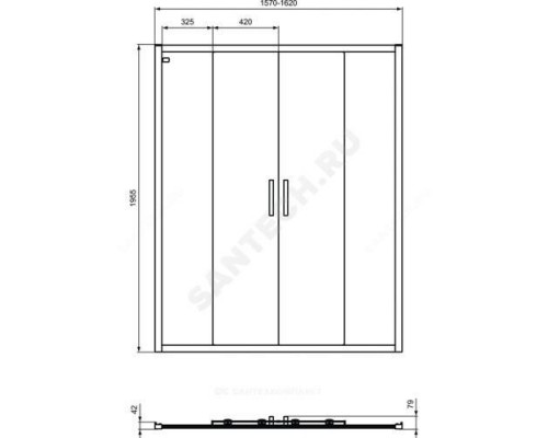 Дверь душевая CONNECT 2 Sliding door 1600х1950 мм Ideal Standard K9282V3