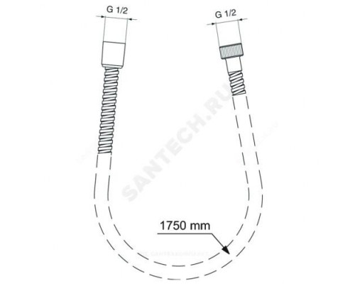 Шланг для душа L=1,75м имп/имп-конус METALFLEX Ideal Standard BF175AA