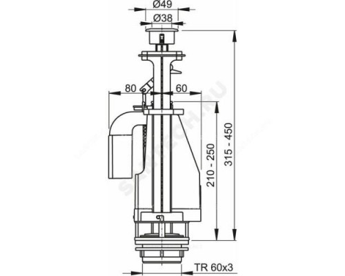 Арматура для бачка сливная кнопка хром 2/реж Alca Plast A08A