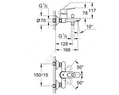 Смеситель для ванны с душем одноручный BauLoop Grohe 23341000