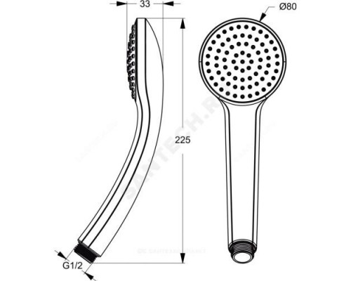 Лейка 1 режим струи IDEALRAIN SOFT S1 Ideal Standard B9400AA .