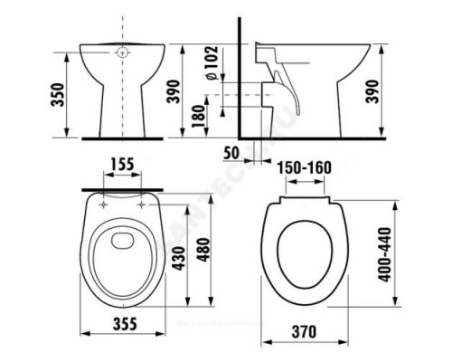 Унитаз приставной горизонт/выпуск без сиденья белый Zeta Jika 8.2239.6.000.000.1