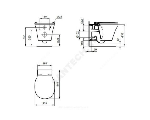 Унитаз подвесной горизонт/выпуск без сиденья CONNECT AIR AquaBlade Ideal Standard E005401