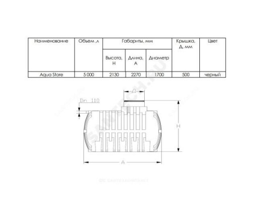 Ёмкость накопительная AquaStore-5 (AS-5) 5000 л черный Акватек 1-23-0040