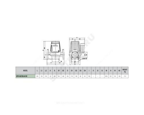 Насос циркуляционный с мокрым ротором BPH 60/250.40M PN10 1х230В/50Гц DAB 505904002