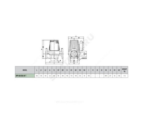 Насос циркуляционный с мокрым ротором BPH 60/250.40T PN10 3х230-400В/50Гц DAB 505904622