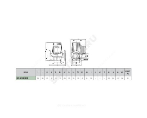 Насос циркуляционный с мокрым ротором BPH 60/280.50M PN10 1х230В/50Гц DAB 505924002