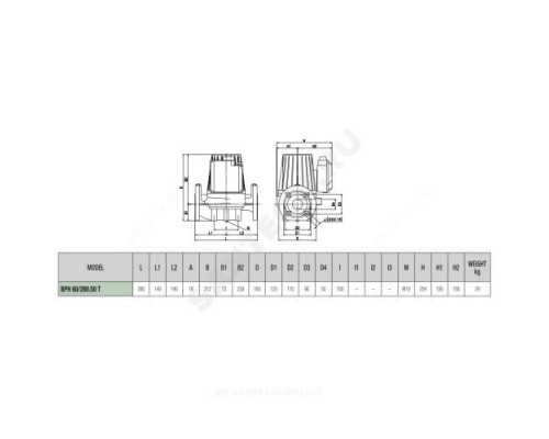 Насос циркуляционный с мокрым ротором BPH 60/280.50T PN10 3х230-400В/50Гц DAB 505924622