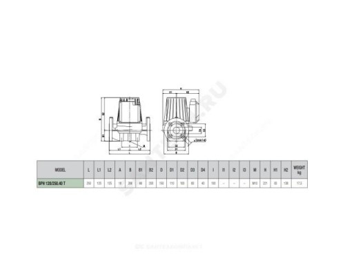 Насос циркуляционный с мокрым ротором BPH 120/250.40T PN10 3х230-400В/50Гц DAB 505907622