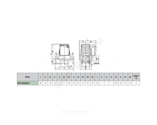 Насос циркуляционный с мокрым ротором BPH 120/280.50T PN10 3х230-400В/50Гц DAB 505927622