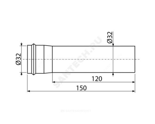 Труба для сифона прямая D=32мм L=150мм Alca Plast A4000B