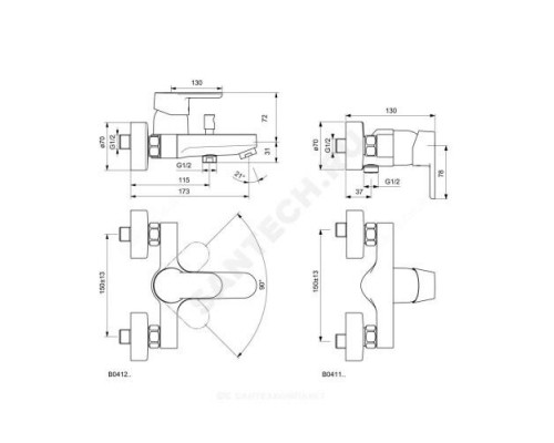 Смеситель для ванны с душем одноручный Vito Ideal Standard B0412AA .