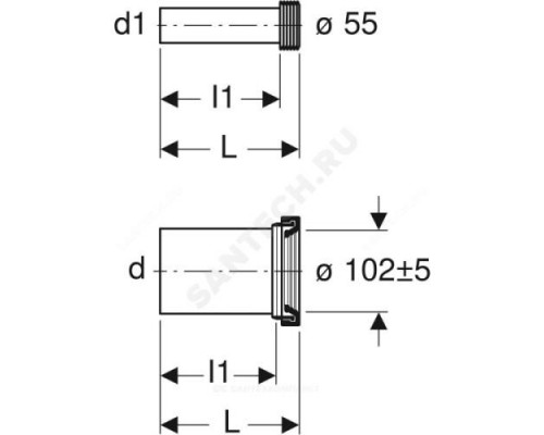 Комплект присоединительный 110мм L=185мм Geberit 152.426.46.1
