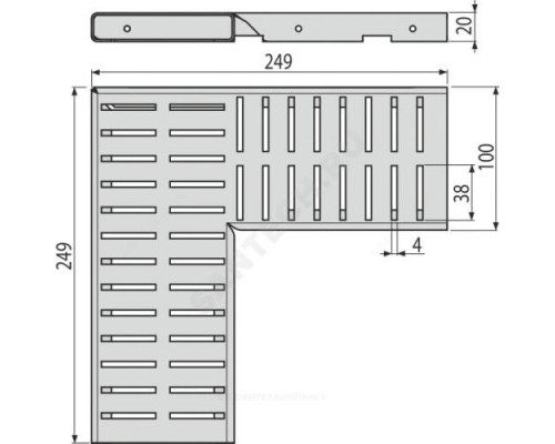 Решетка для дренажных каналов угловая Alca Plast ADZ-R122R