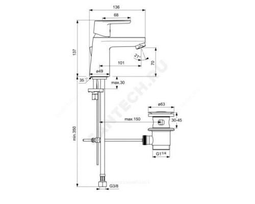 Смеситель для умывальника одноручный Vito Ideal Standard B0405AA .