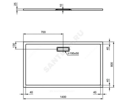 Поддон душевой акрил прямоугольный ULTRAFLAT NEW 1400х800х25 Ideal Standard T447001