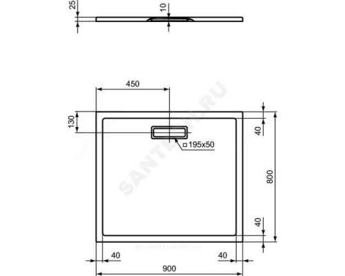 Поддон душевой акрил прямоугольный ULTRAFLAT NEW 800х900х25 Ideal Standard T448101