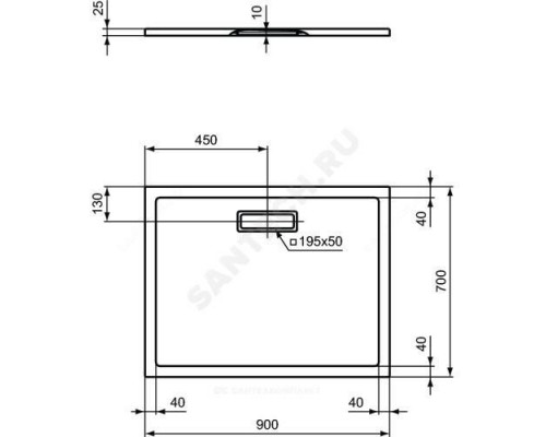 Поддон душевой акрил прямоугольный ULTRAFLAT NEW 900х700х25 белый Ideal Standard T447401 .