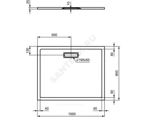 Поддон душевой акрил прямоугольный ULTRAFLAT NEW 1000х800х25 белый Ideal Standard T446801 .