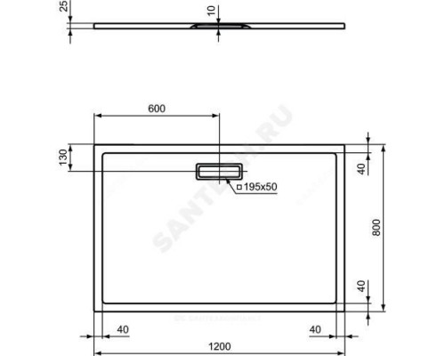 Поддон душевой акрил прямоугольный ULTRAFLAT NEW 1200х800х25 белый Ideal Standard T446901 .