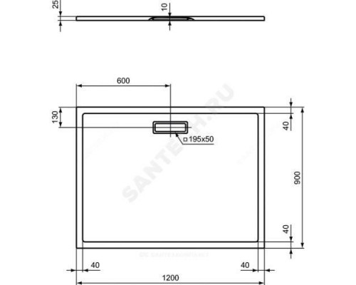 Поддон душевой акрил прямоугольный ULTRAFLAT NEW 1200х900х25 Ideal Standard T448301