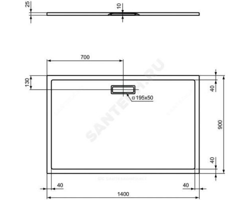 Поддон душевой акрил прямоугольный ULTRAFLAT NEW 1400х900х25 Ideal Standard T448401