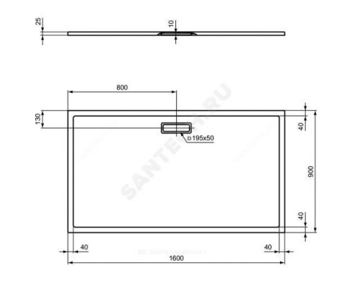 Поддон душевой акрил прямоугольный ULTRAFLAT NEW 1600х900х25 белый Ideal Standard T448501 .